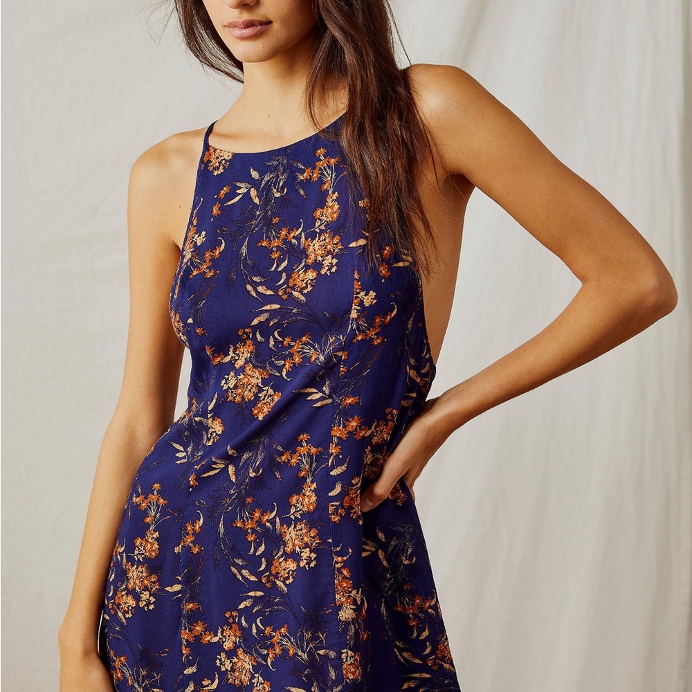 Free People Women's Blue In Control Mini Slip